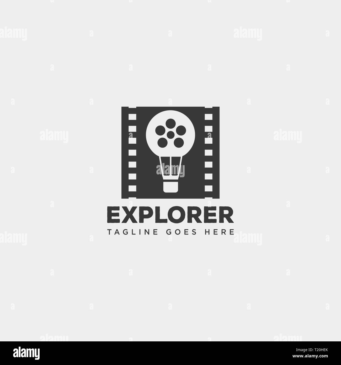 air balloon movie cinema film roll simple logo template vector illustration icon element isolated - vector Stock Vector