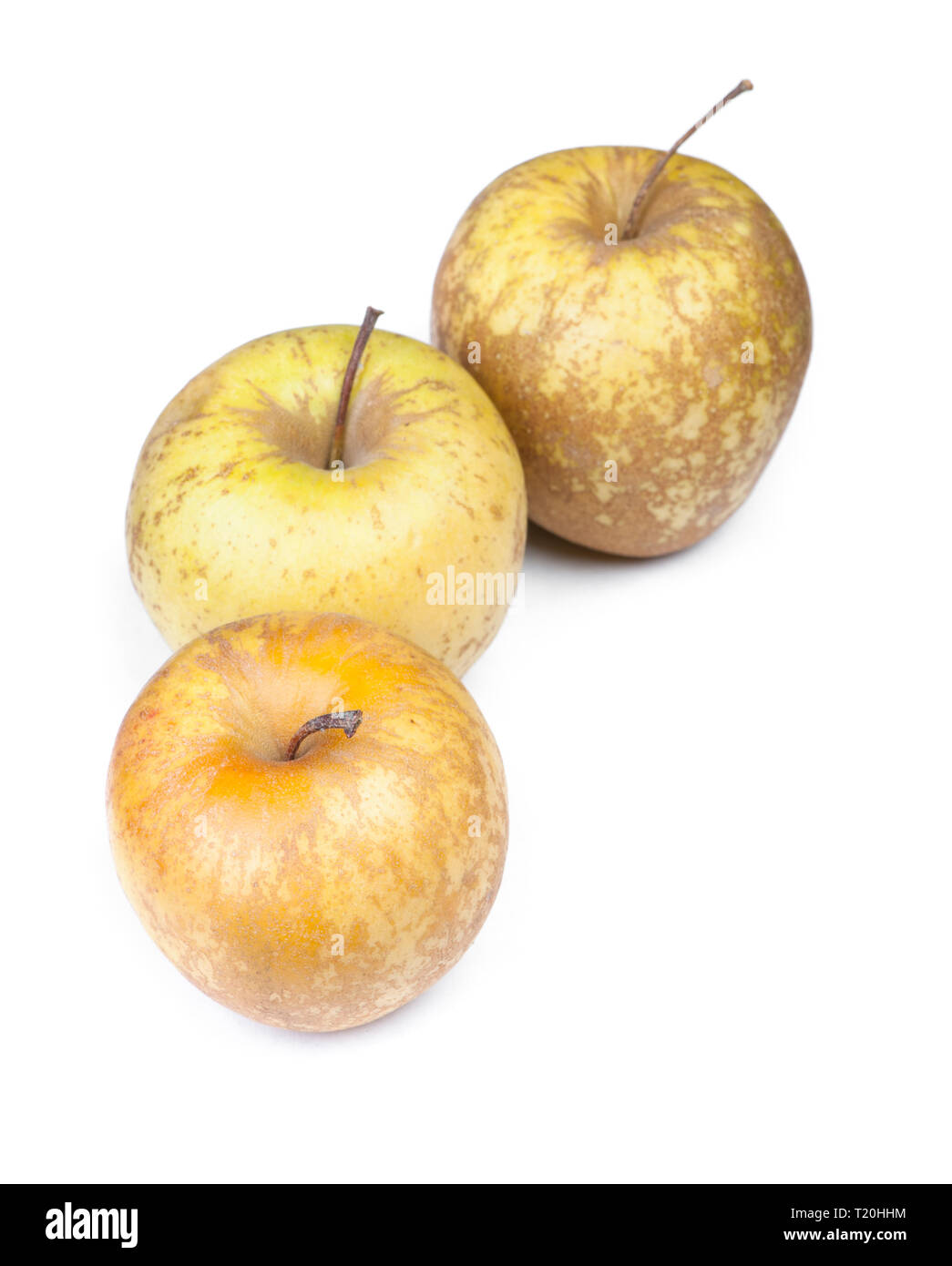 Group of not attractive apples isolated on white Stock Photo