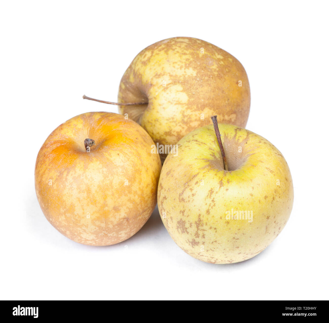 Group of not attractive apples isolated on white Stock Photo
