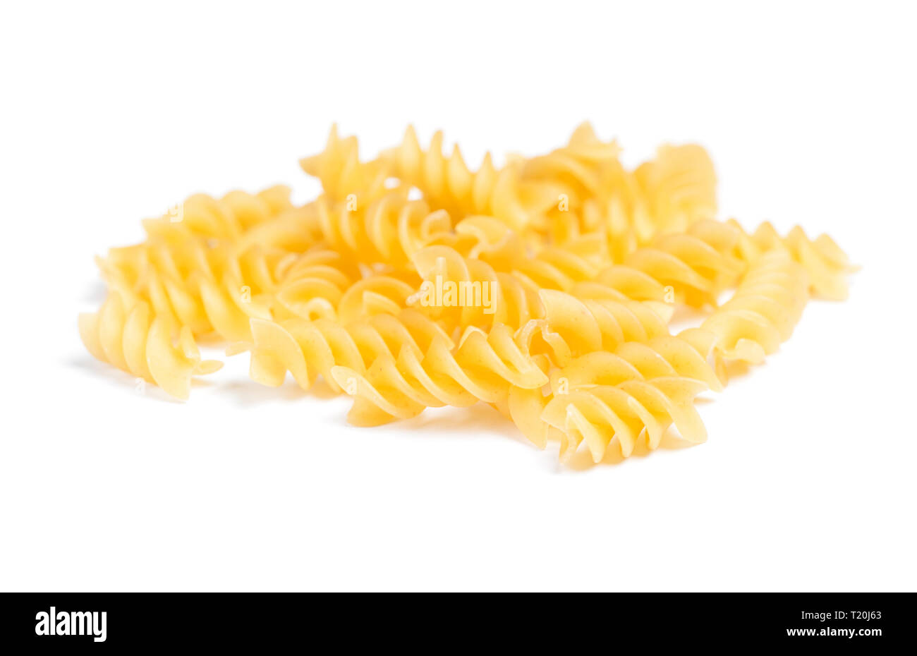 Portion of Rotini corkscrew spiral pasta isolated on white Stock Photo