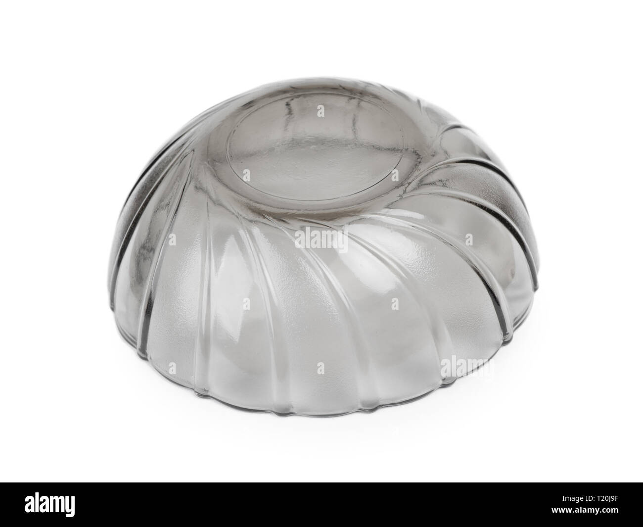 Empty black transparent bowl isolated on white background Stock Photo