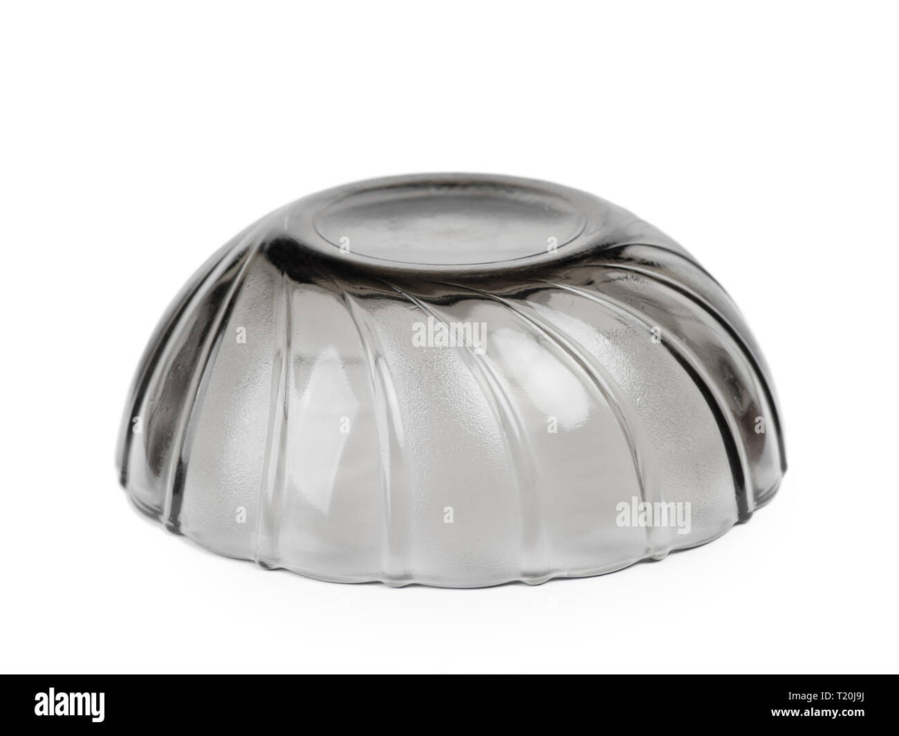 Empty black transparent bowl isolated on white background Stock Photo