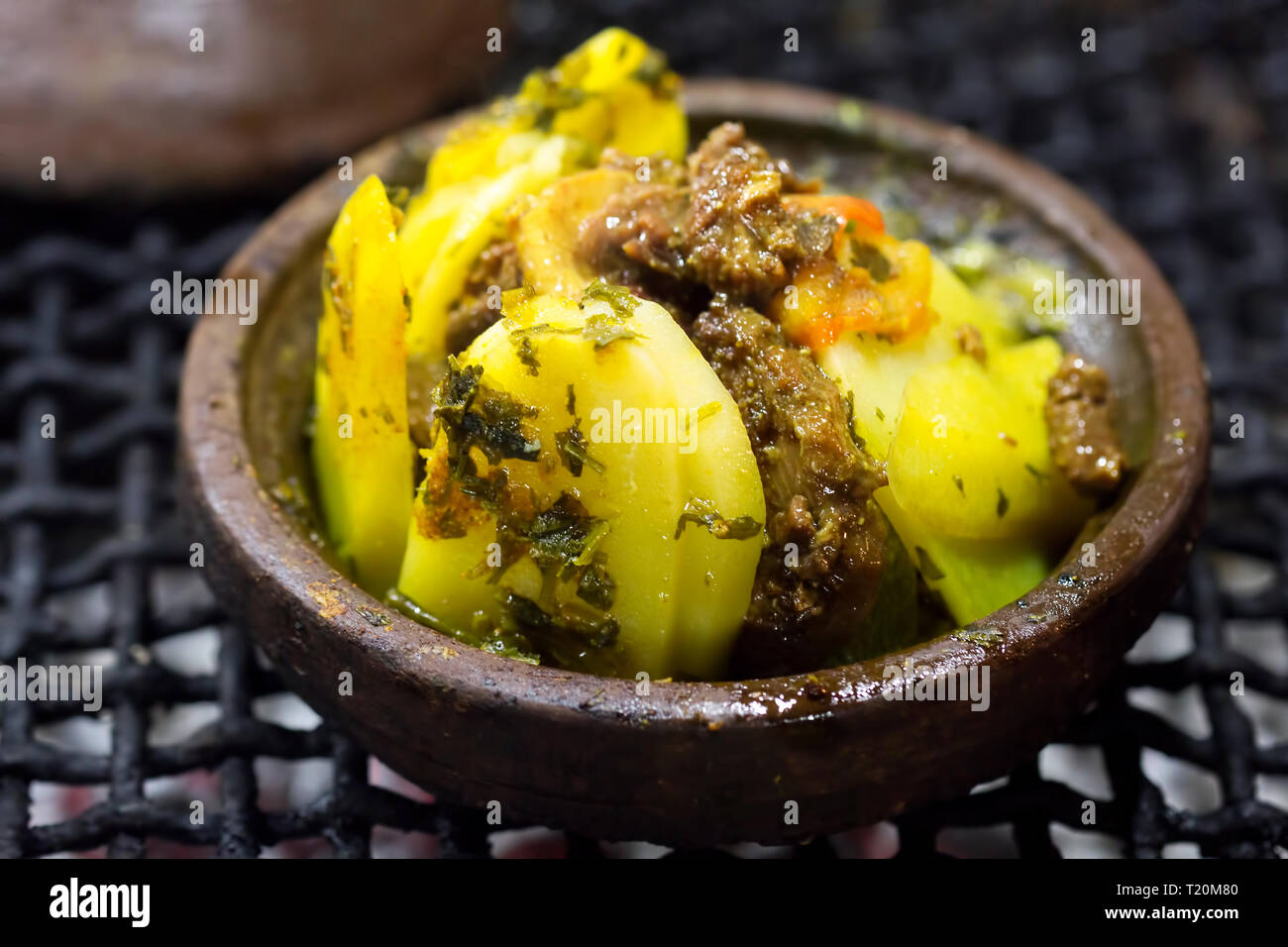 Lamb, potato and vegetables tagine Stock Photo Alamy