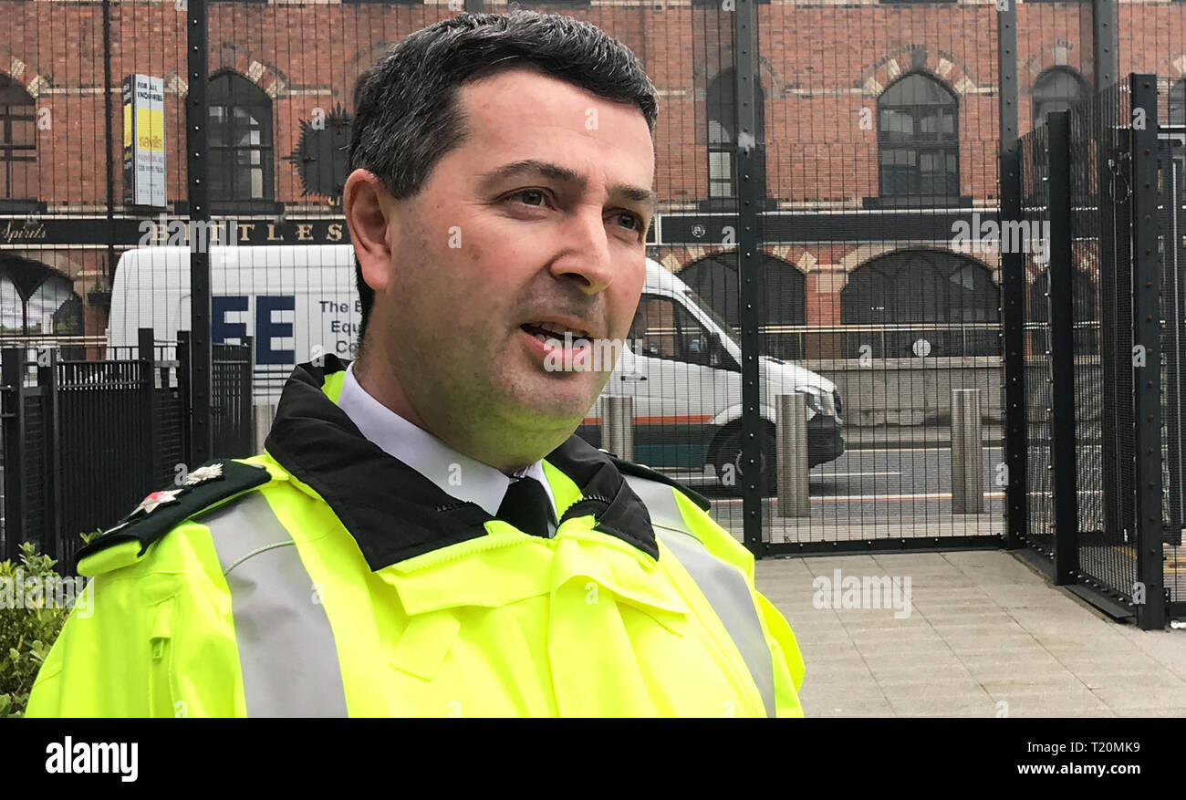 PSNI Chief Superintendent Jonathan Roberts speaks to the media at