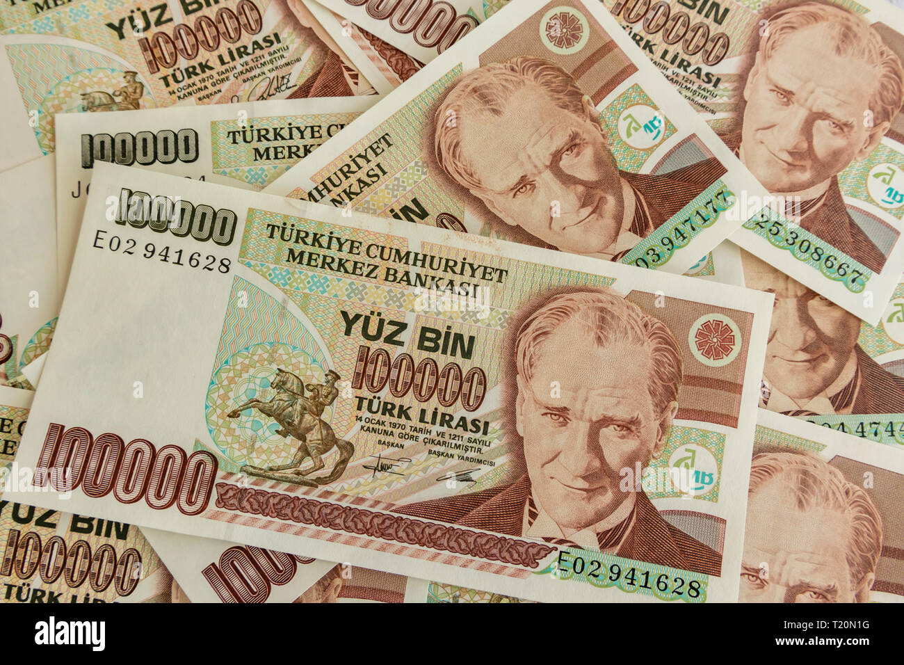 close up old turkish lira banknotes Stock Photo Alamy