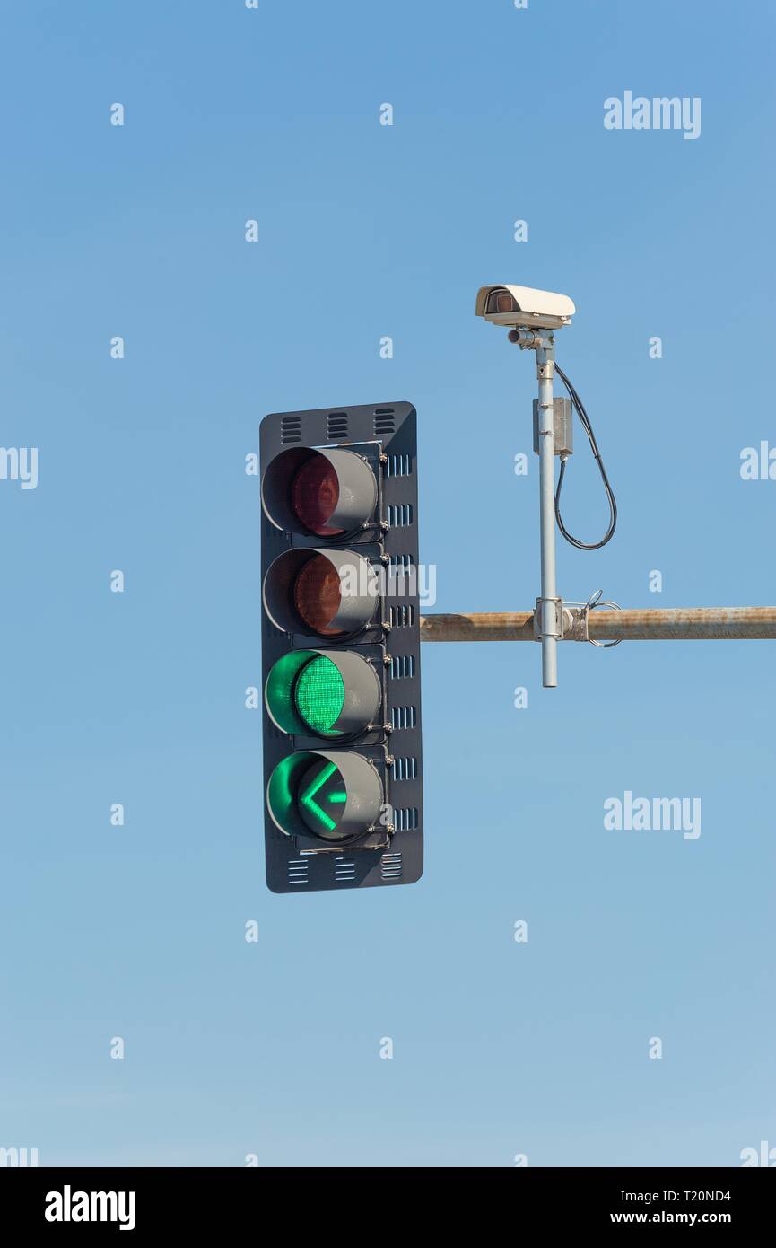 Traffic video camera next to a traffic light Stock Photo Alamy