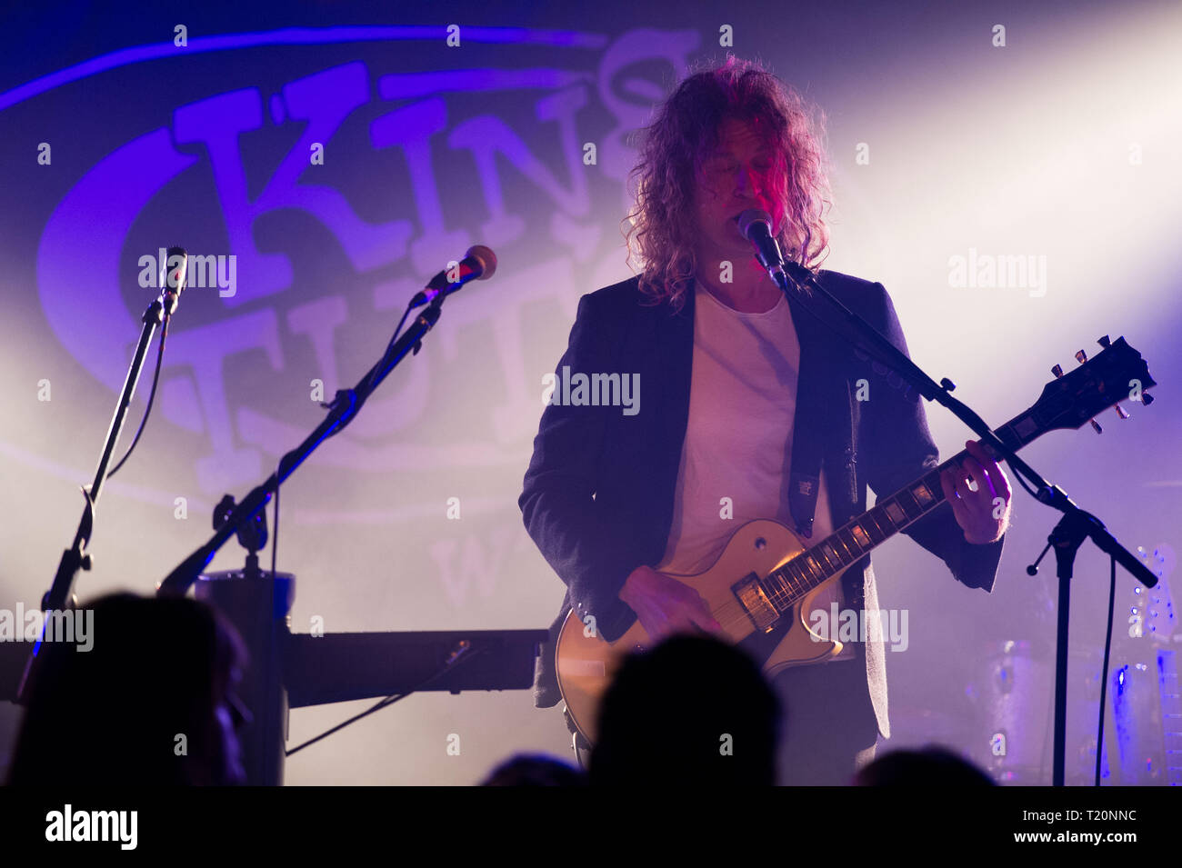 Killers Guitarist, Dave Keuning performing in Glasgow to a packed crowd at the renowned King Tuts Wah Wah Hut in Glasgow. Stock Photo