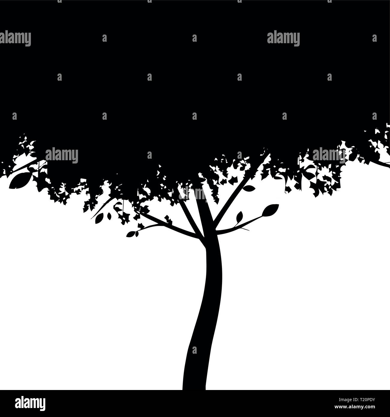 Tree silhouette isolated on white background. Vector Stock Vector