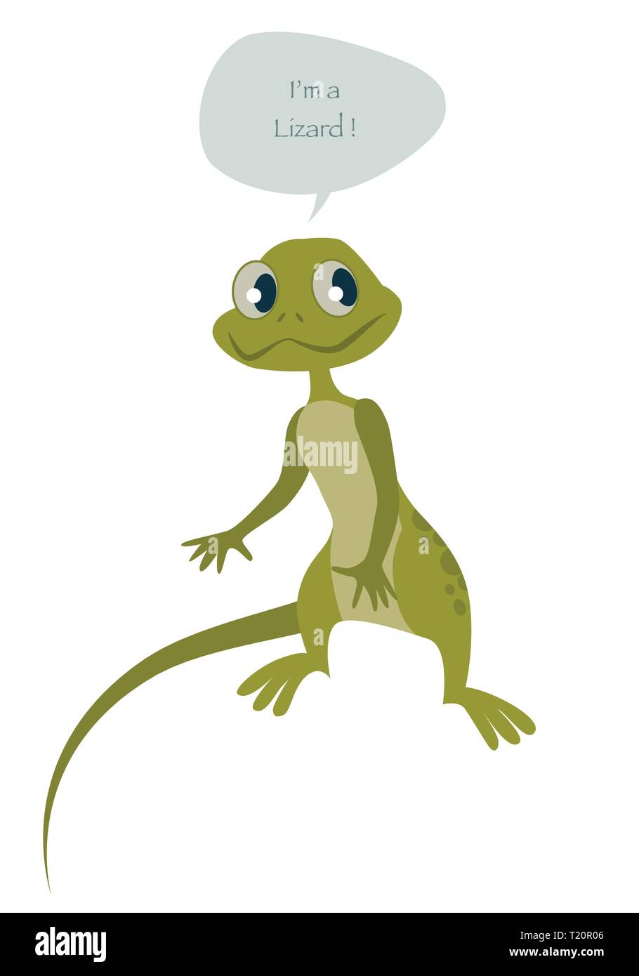 Cute lizard isolated on white background and speech balloon. Vector Illustration Stock Vector