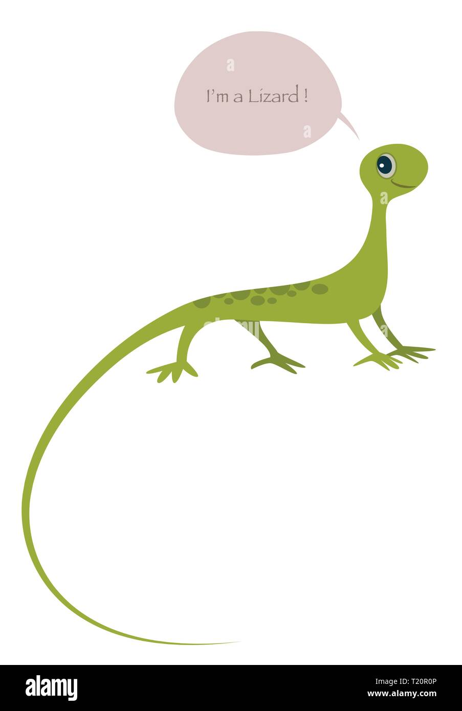 Cute lizard isolated on white background and speech balloon. Vector Illustration Stock Vector