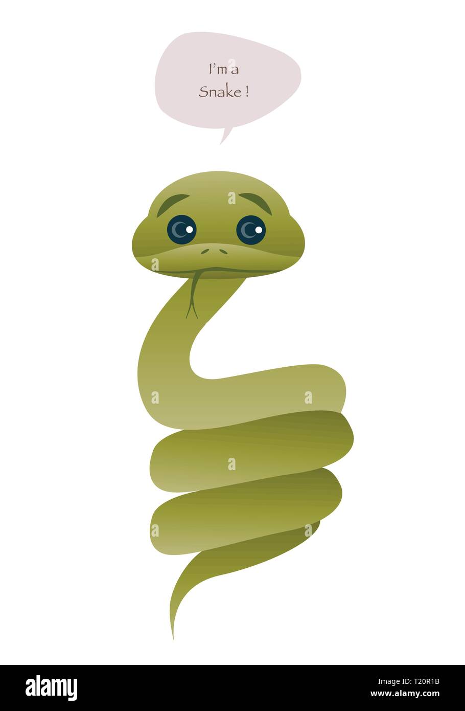 Cute snake isolated on white background and speech balloon. Vector Illustration Stock Vector
