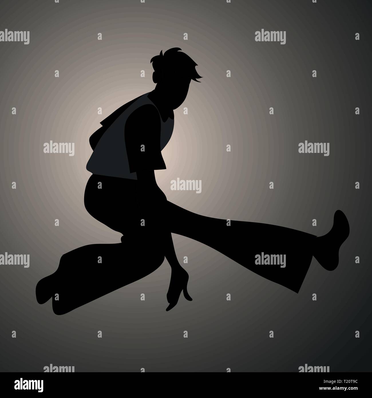 Silhouette of guy wearing wide trousers, dancing Northern Soul Stock Vector