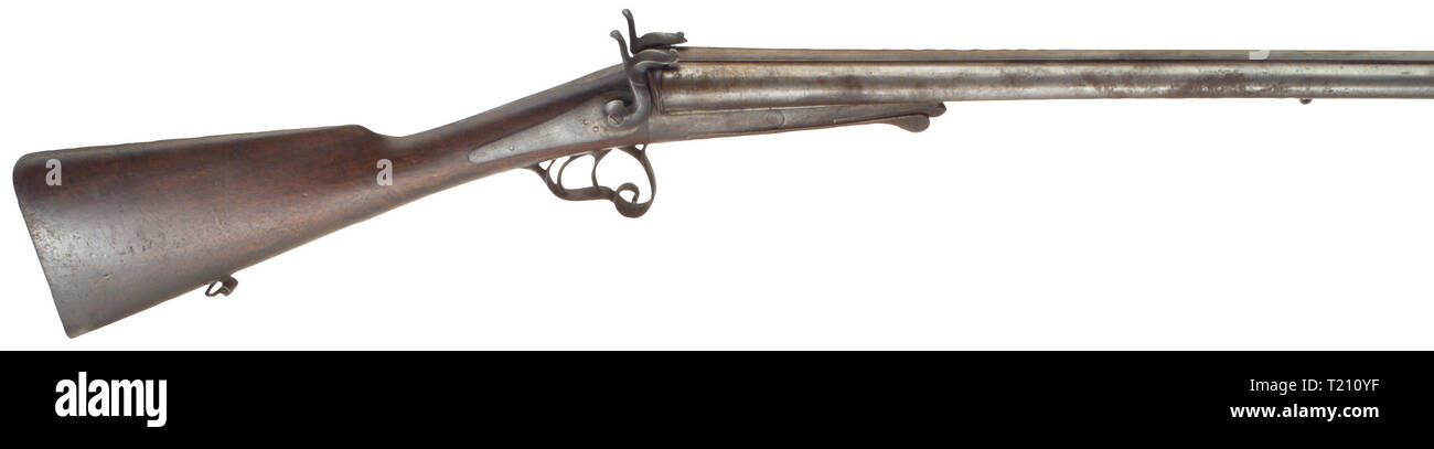 Civil long arms, pinfire, Lefaucheux double-barrelled shotgun, France, circa 1860, Additional-Rights-Clearance-Info-Not-Available Stock Photo