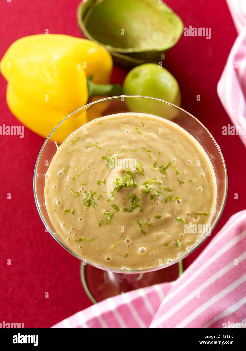 Avocado paprika drink in glass, low carb Stock Photo