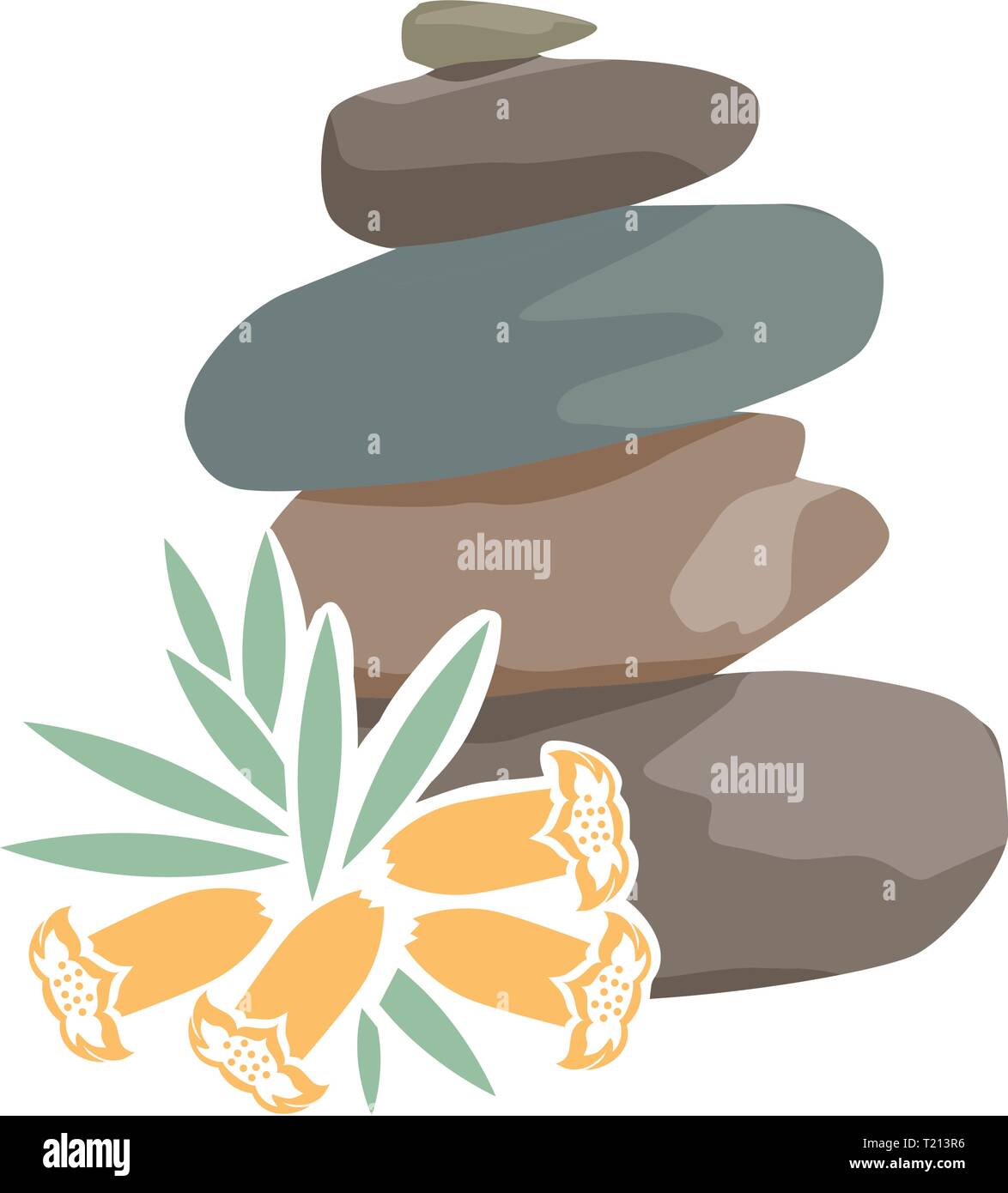 Zen Stones And Wild Flowers Logo Icon Stock Vector Image Art Alamy