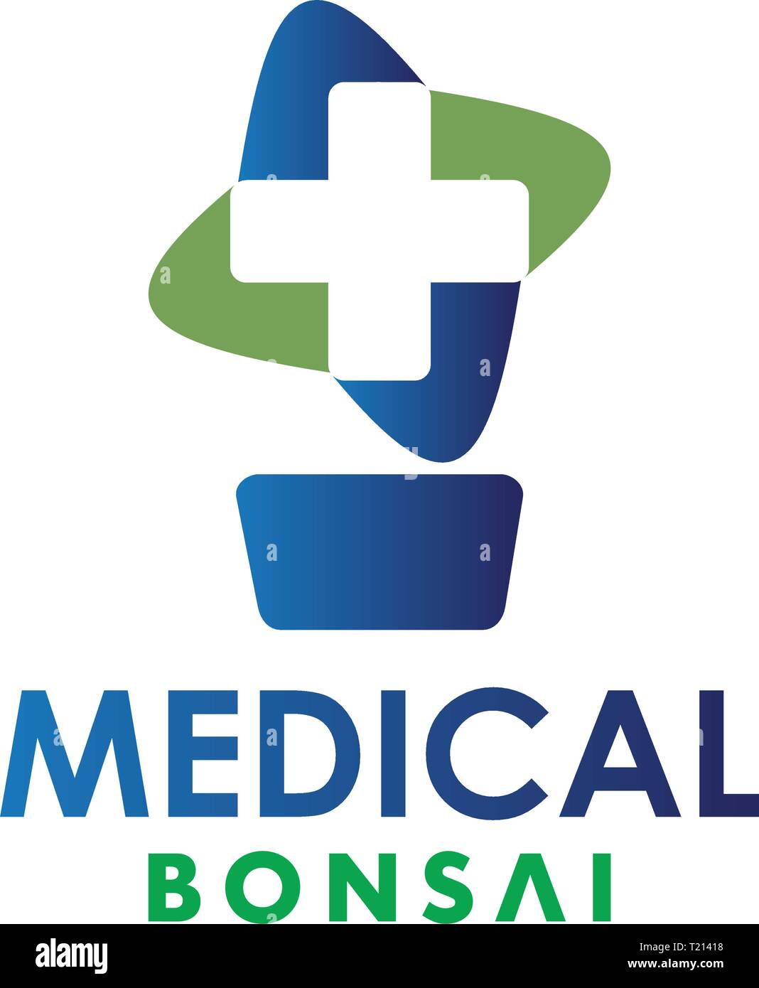medical bonsai abstract logo design template Stock Vector