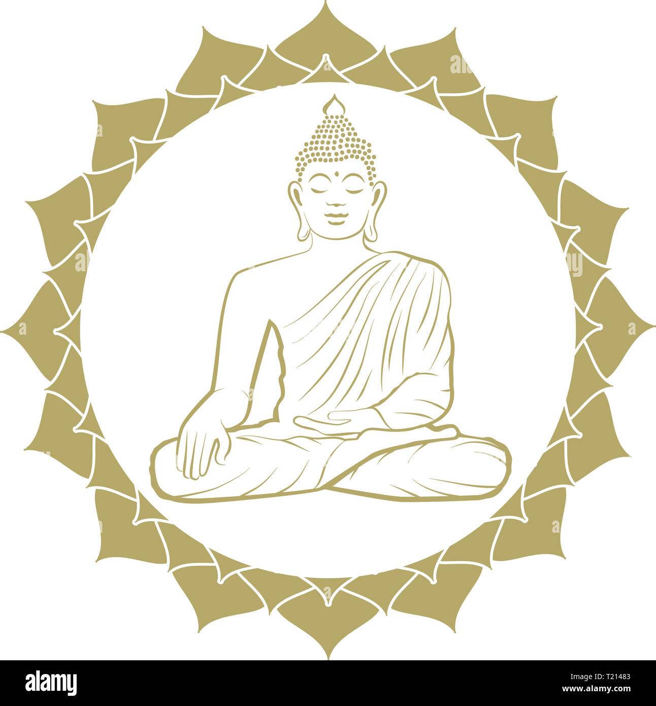 Gold Buddha and lotus flower Stock Vector