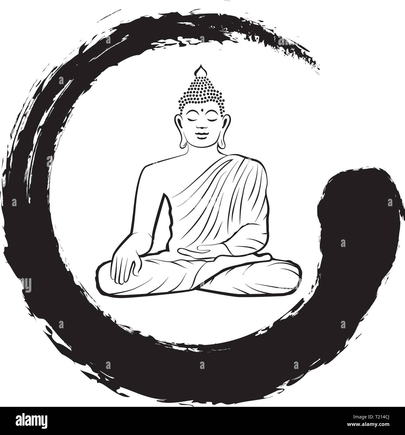 Buddha inside zen symbol, vector logo icon Stock Vector