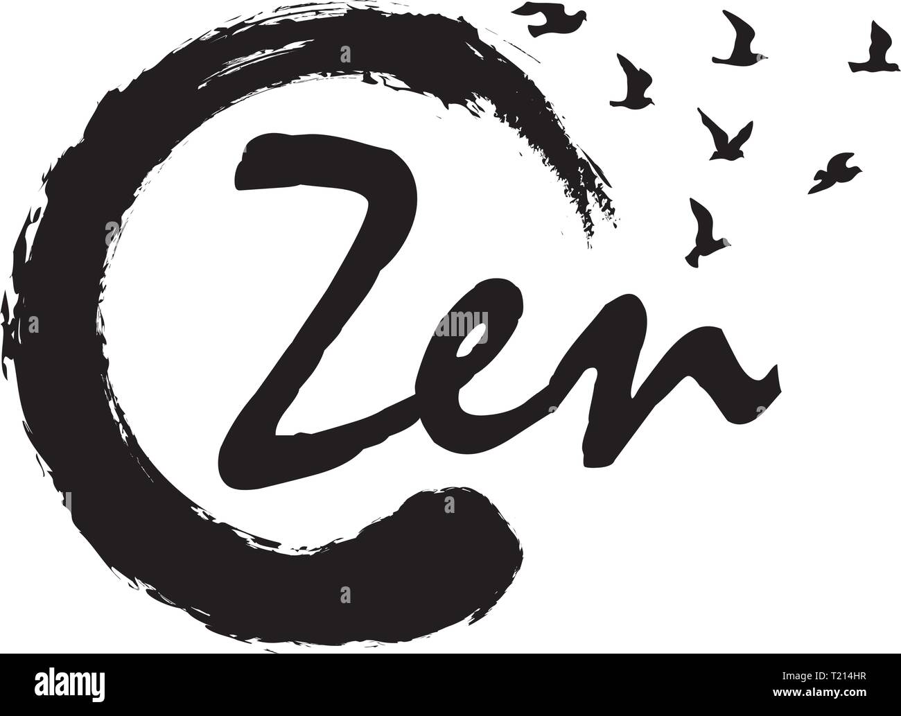 zen symbol, birds Stock Vector