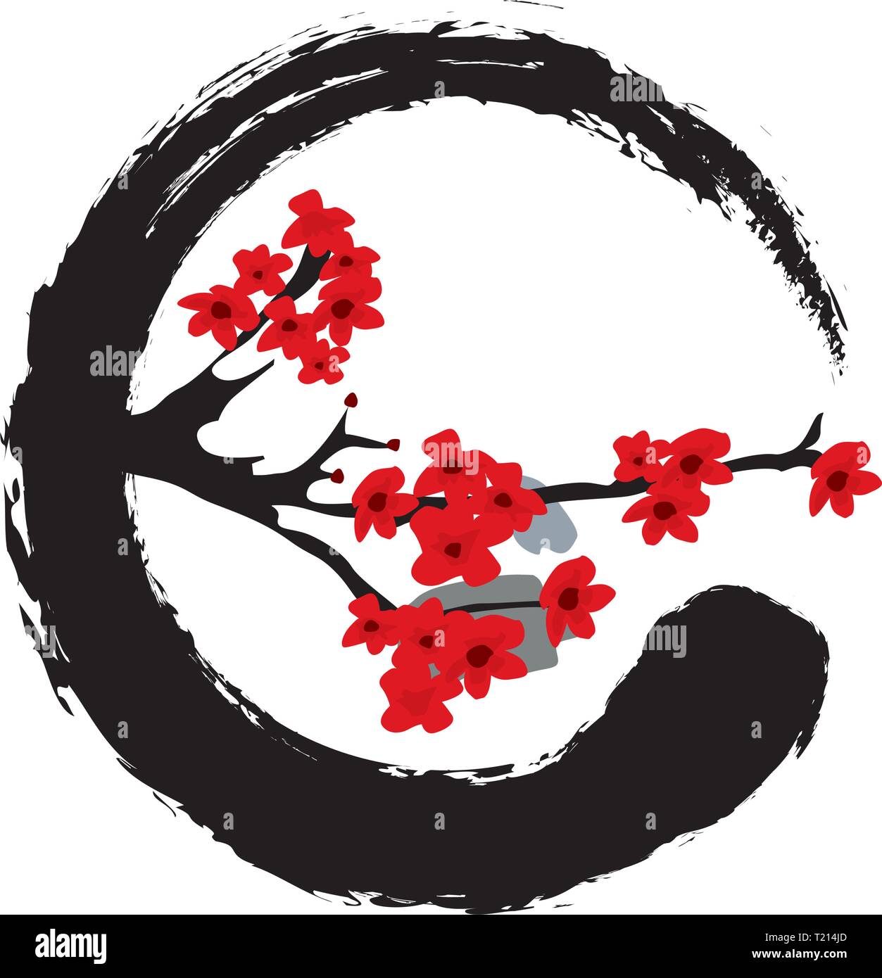 Zen symbol and blossom tree branch Stock Vector Image & Art Alamy
