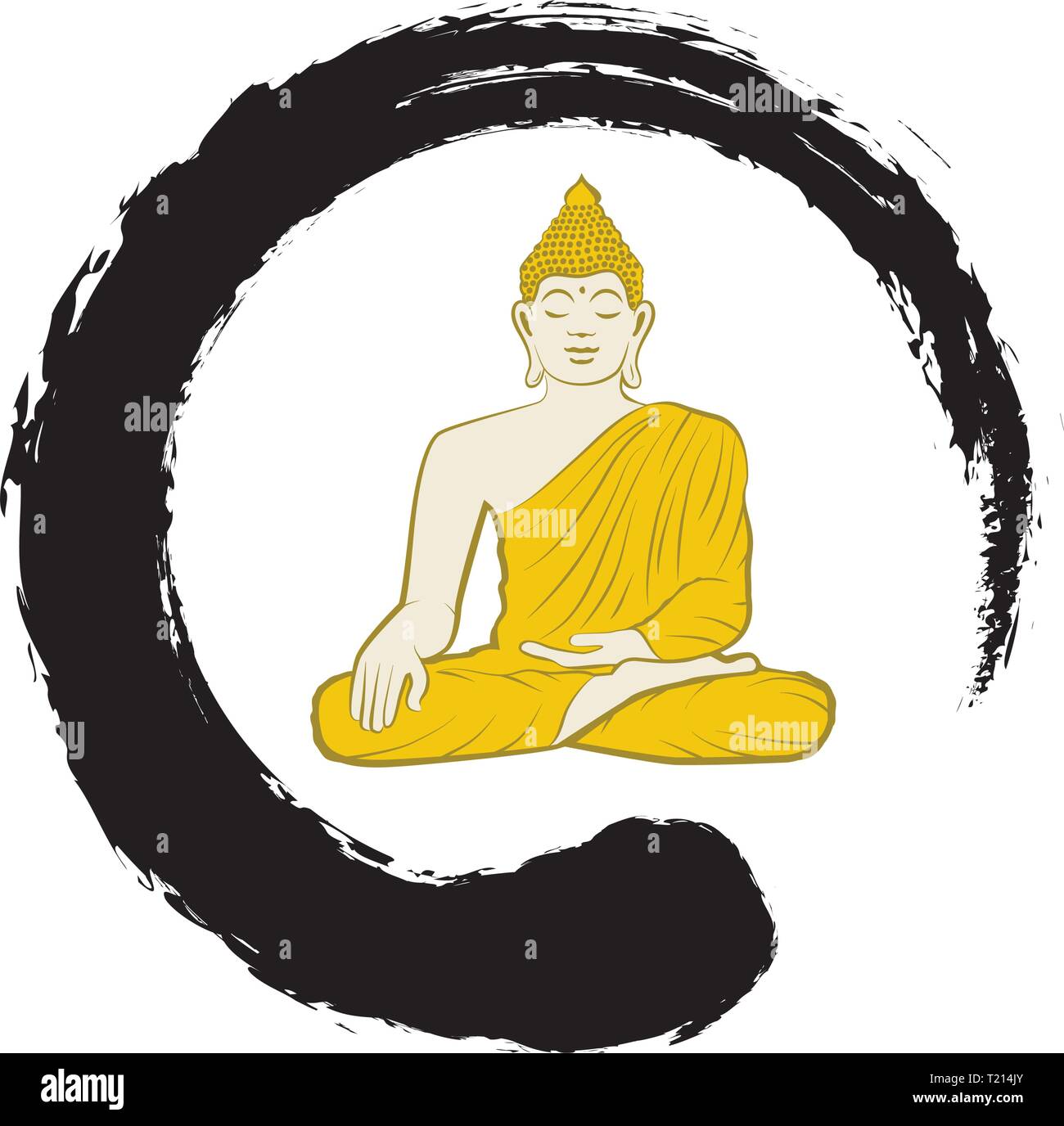 Buddha inside zen symbol, vector logo icon Stock Vector