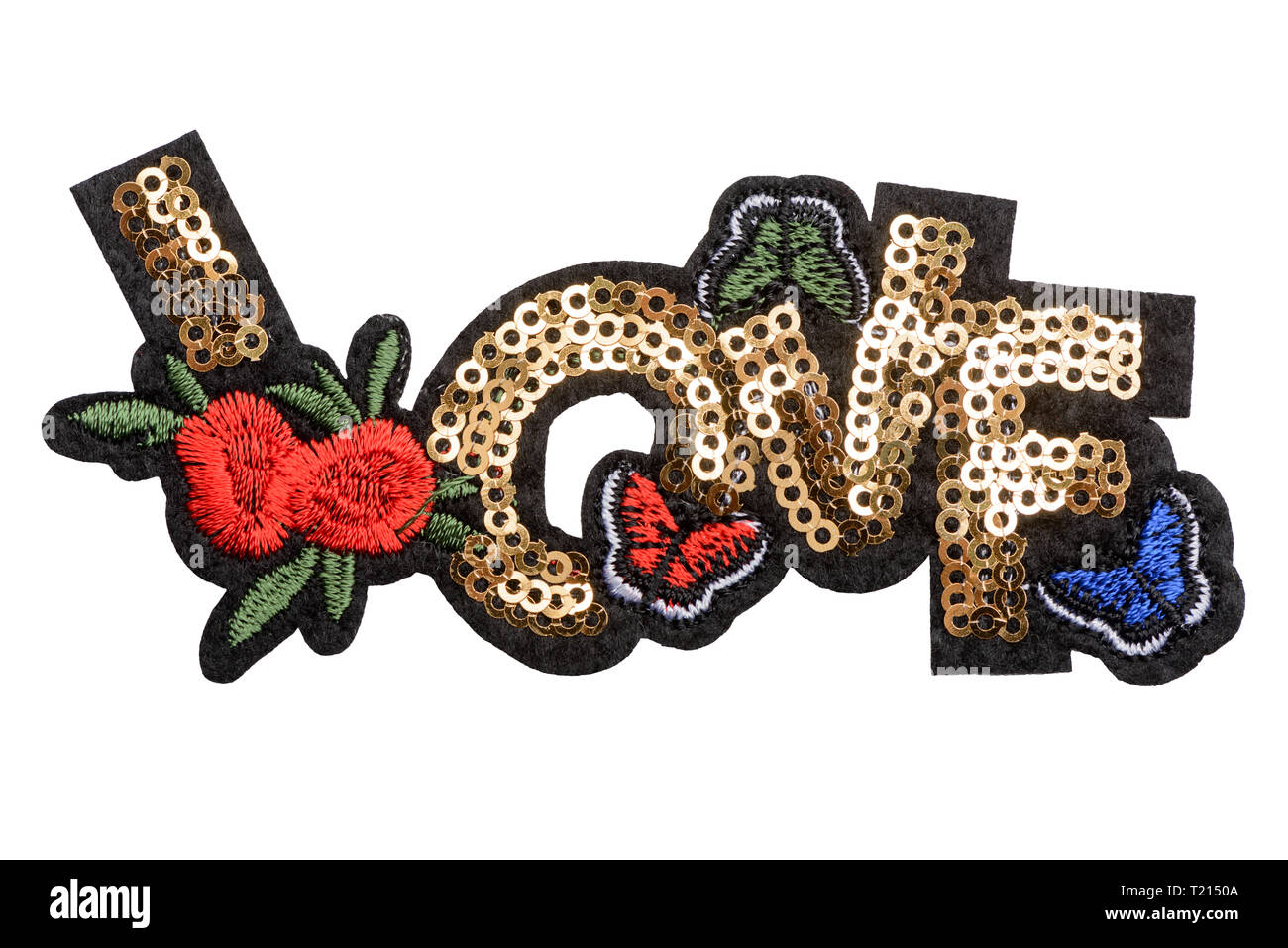 Love sequin patch Stock Photo