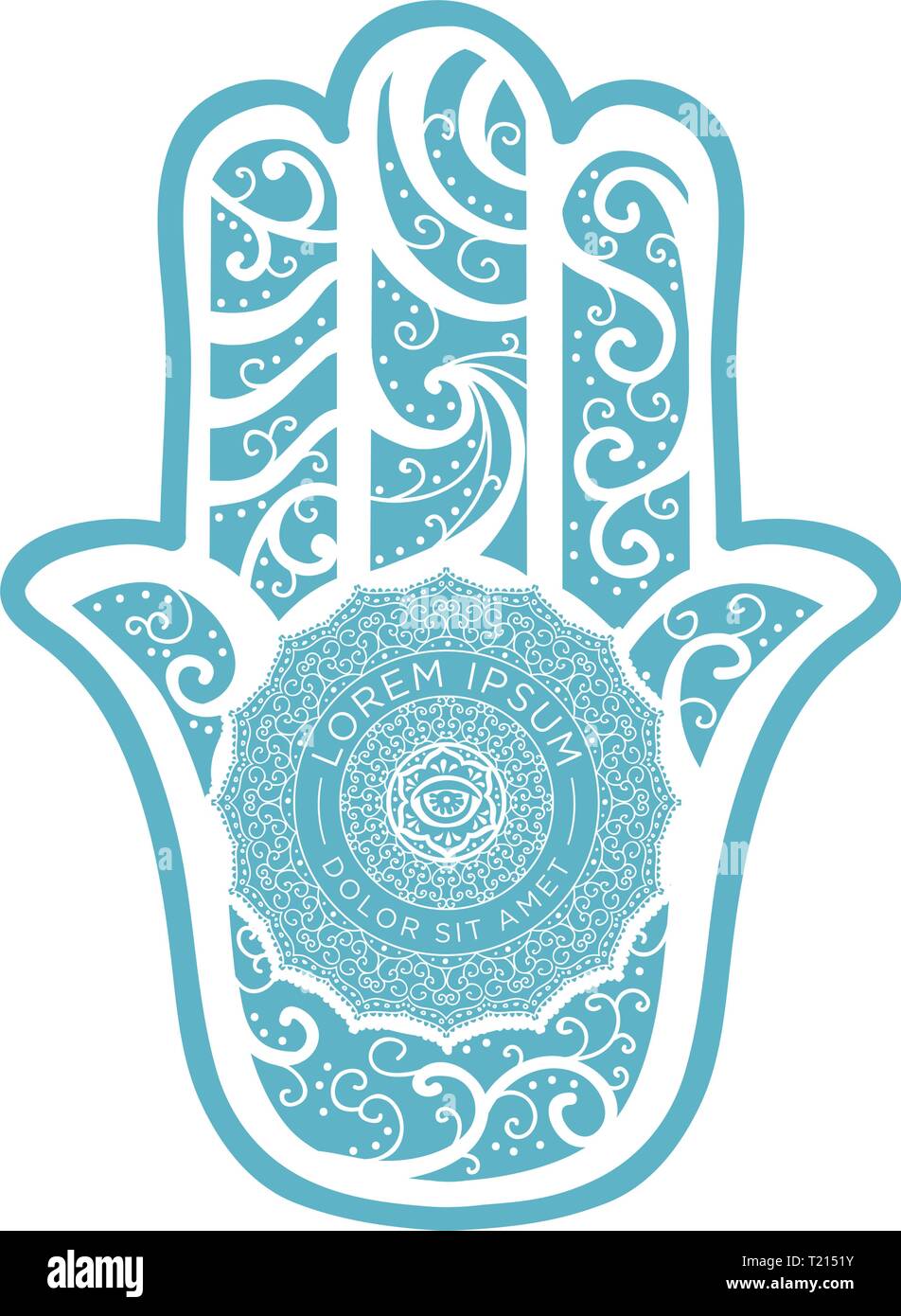 The Hamsa Hand, Ancient Middle Eastern amulet symbolizing the Hand of God. Stock Vector