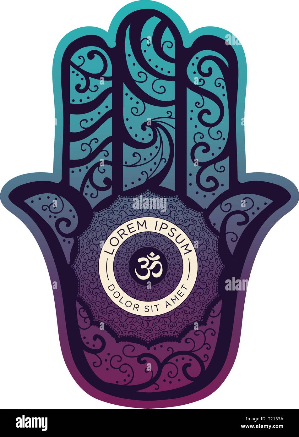 The Hamsa Hand, Ancient Middle Eastern amulet symbolizing the Hand of God. Stock Vector