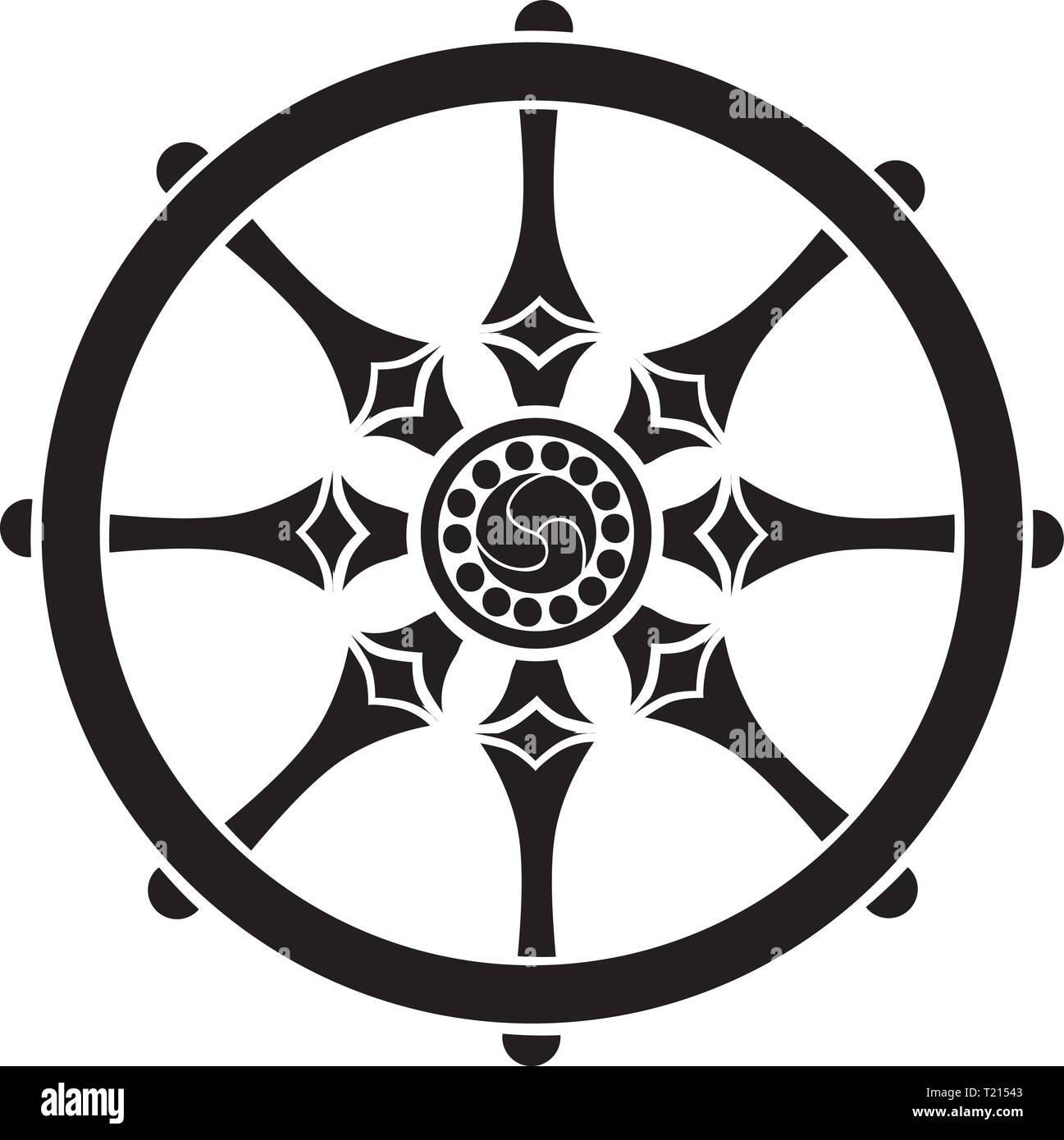 Buddhist symbol wheel of life Stock Vector
