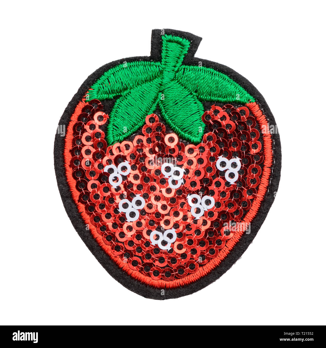 Strawberry sequin patch Stock Photo