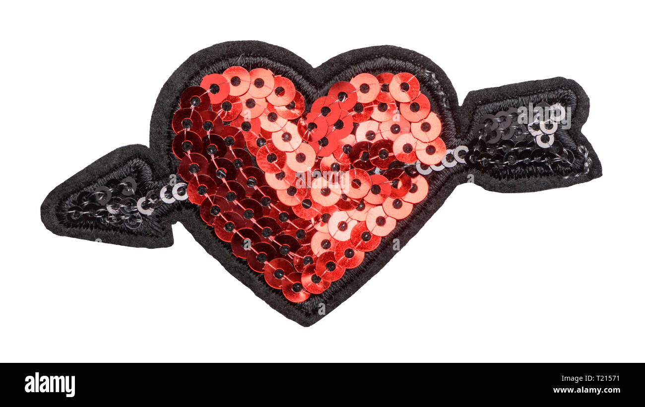 Heart with arrow sequin patch Stock Photo