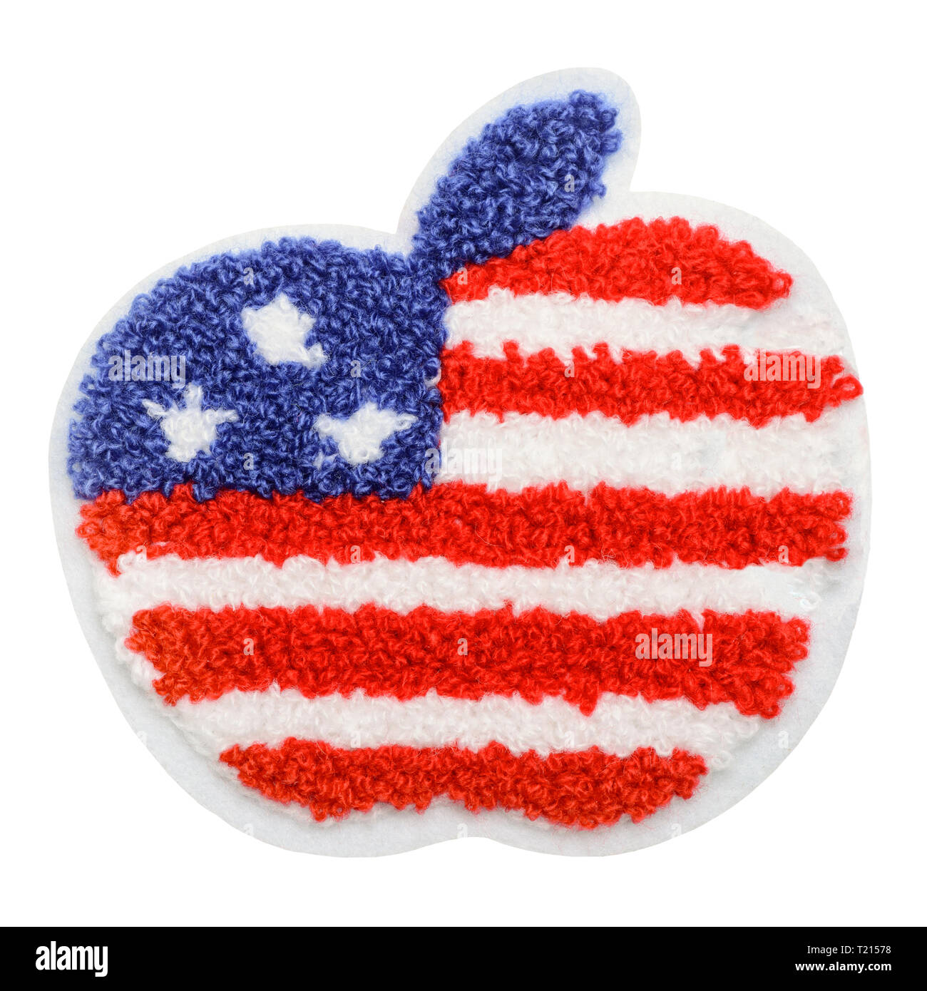 Apple with United States flag Stock Photo