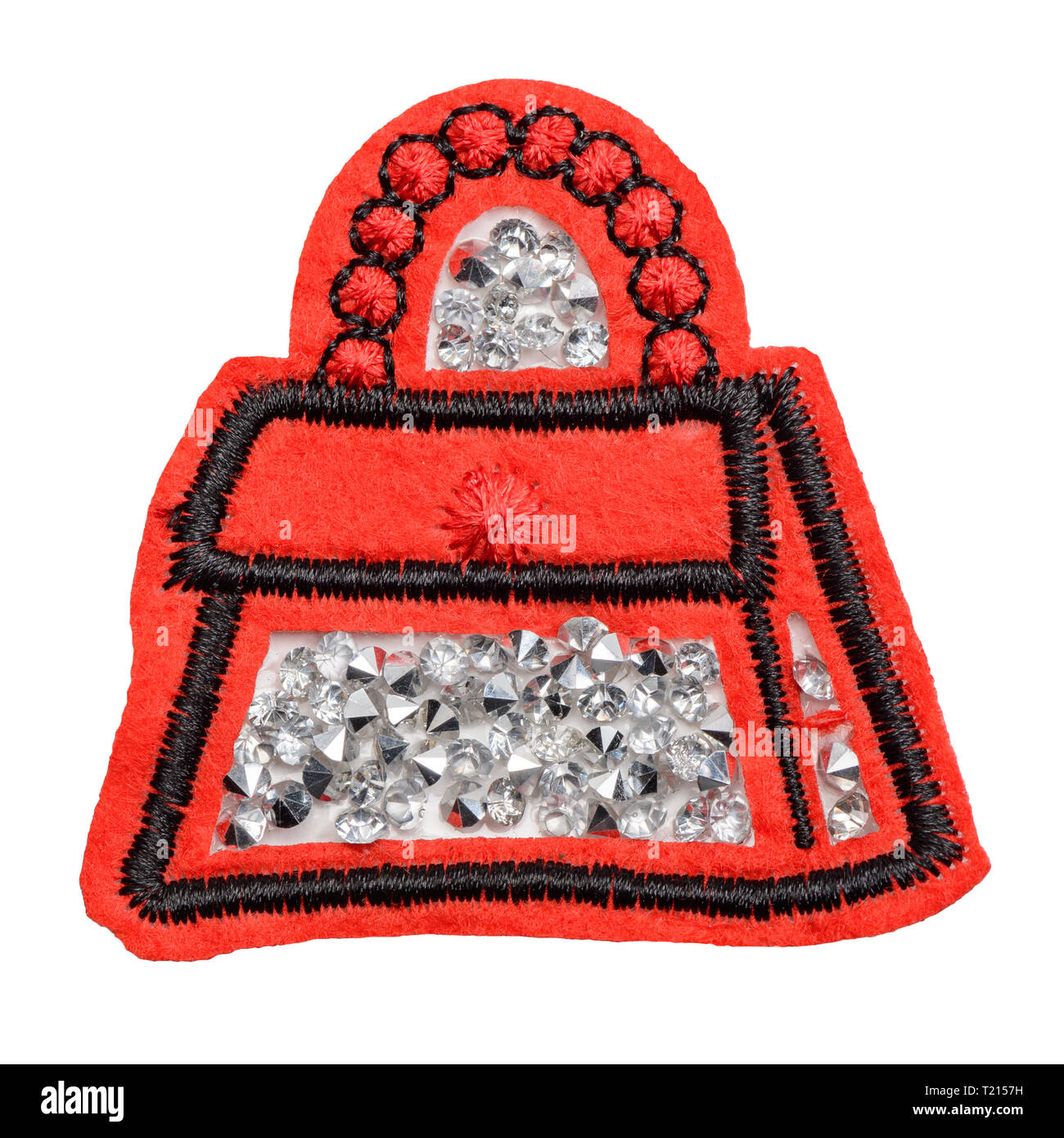 Bag with rhinestones fabric patch Stock Photo