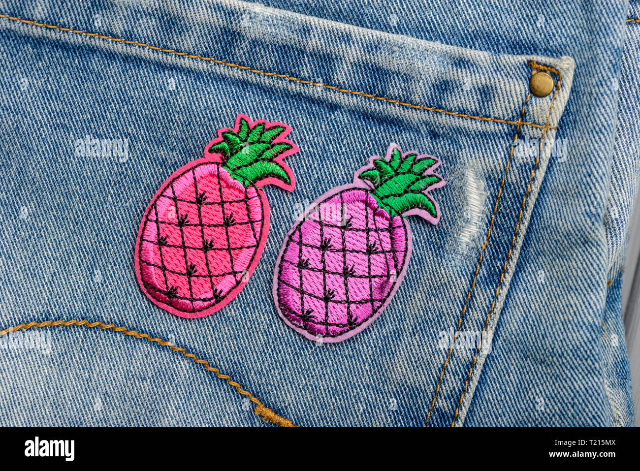 Pink and purple pineapple patches Stock Photo