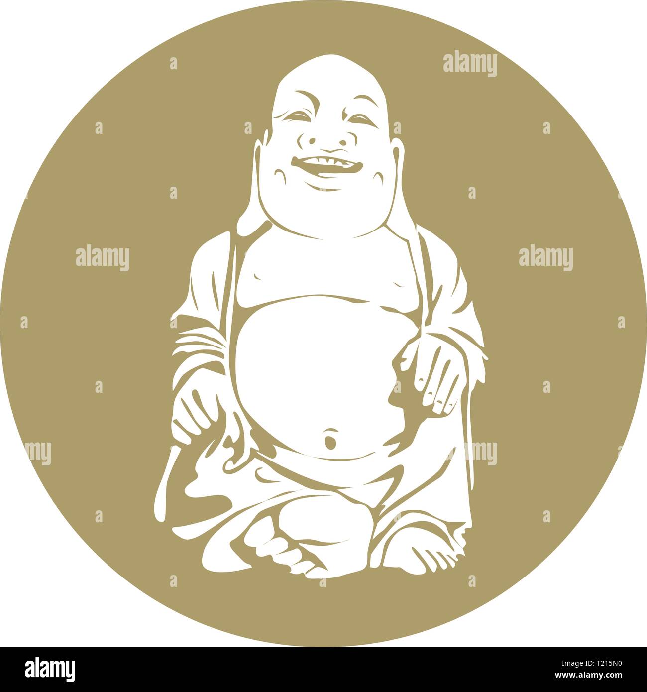 Gold Smiling Buddha Stock Vector