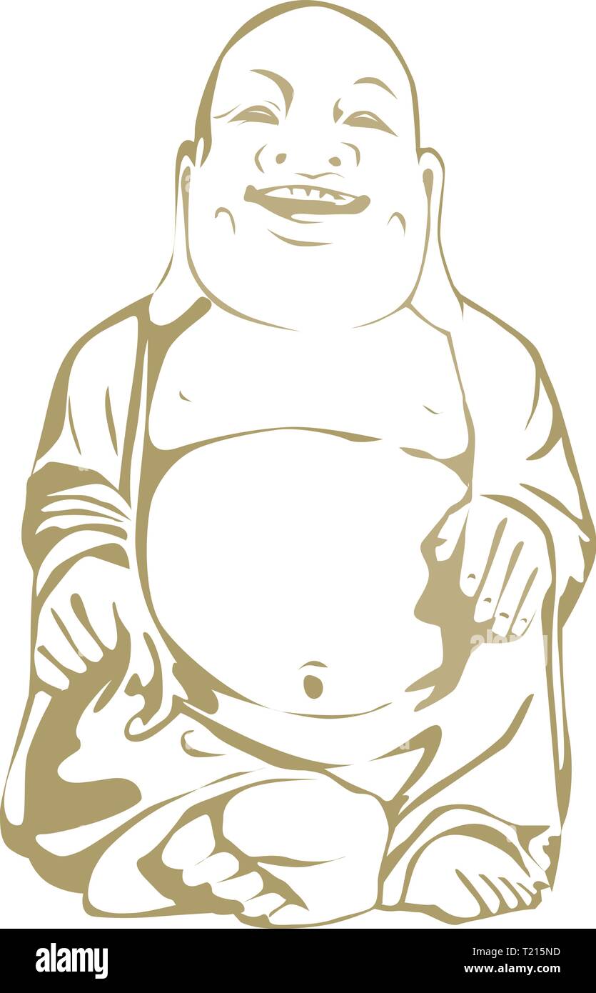 Gold Smiling Buddha Stock Vector