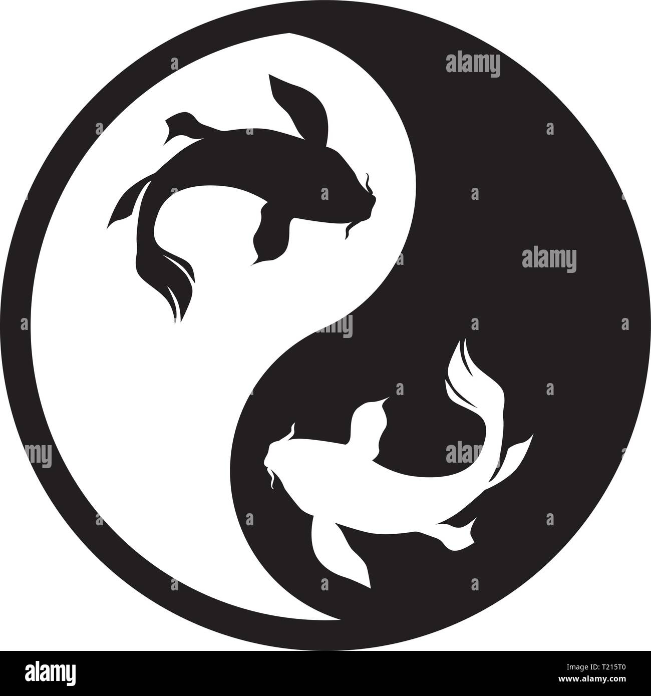 Black And White Yin Yang Logo. Gender Signs. Fish Stock Vector
