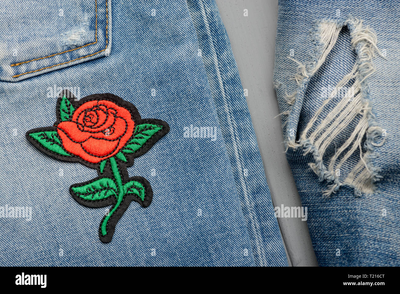 Red rose embroidered patch Stock Photo - Alamy