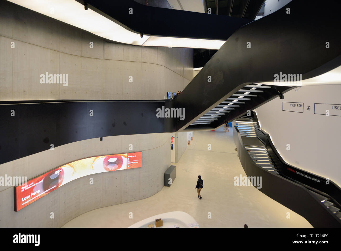 Interior Staircases in the MAXXI Art Gallery or Art Museum, National Museum of 21st-Century Arts, Rome designed by Zaha Hadid in 2010 Stock Photo