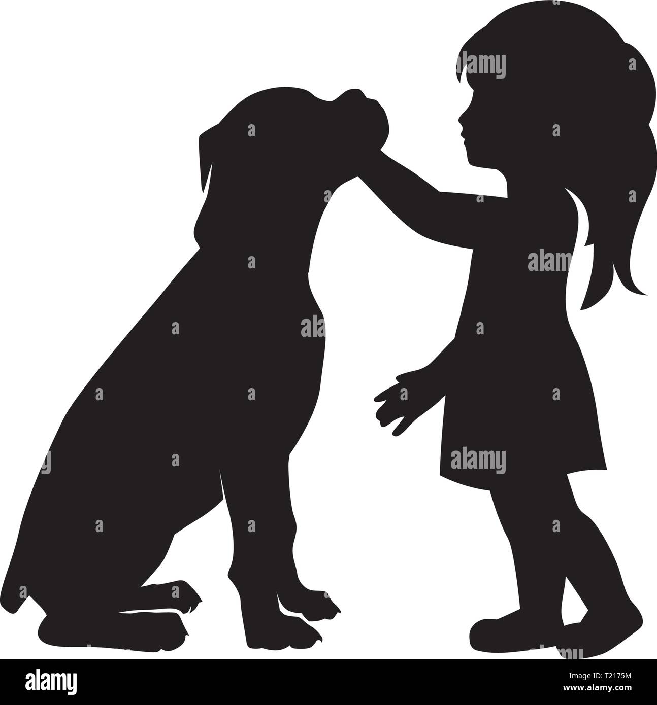 little girl and dog, logo icon Stock Vector
