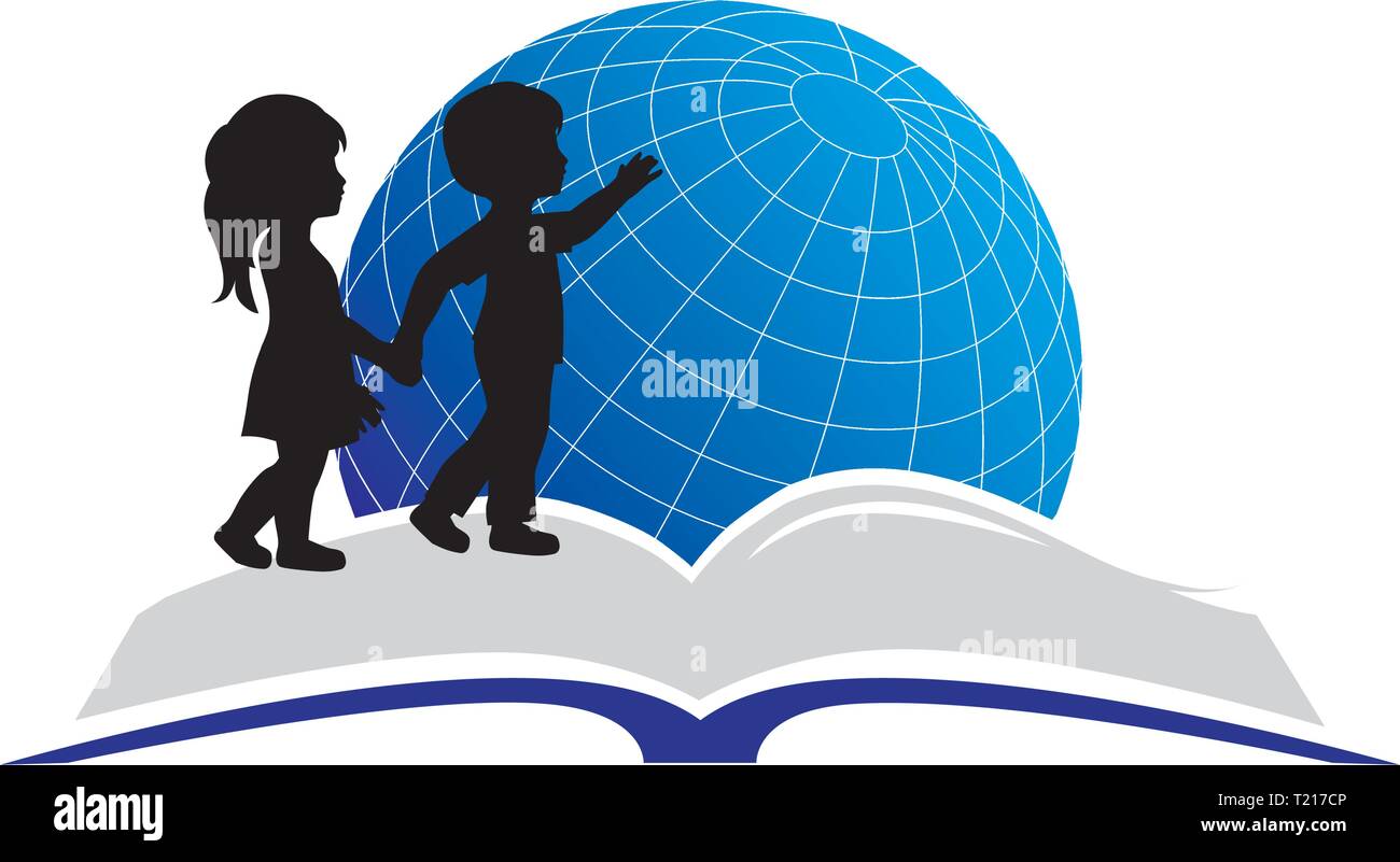book, kids and globe, vector Stock Vector