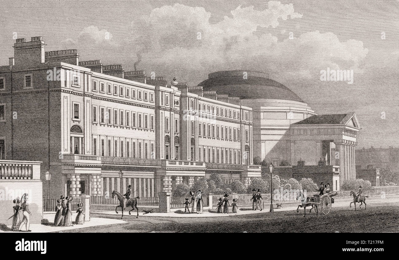 Cambridge Terrace, Regent's Park, London, UK, illustration by Th. H. Shepherd, 1826 Stock Photo