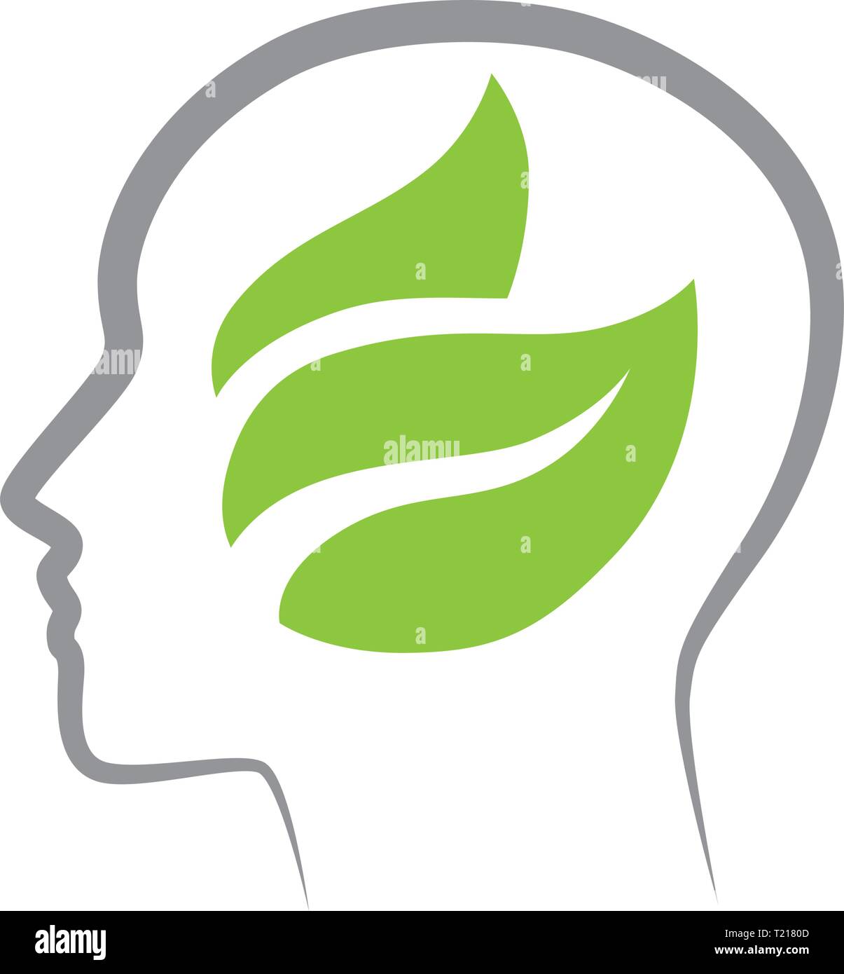 abstract, leaves inside human brain, logo icon Stock Vector