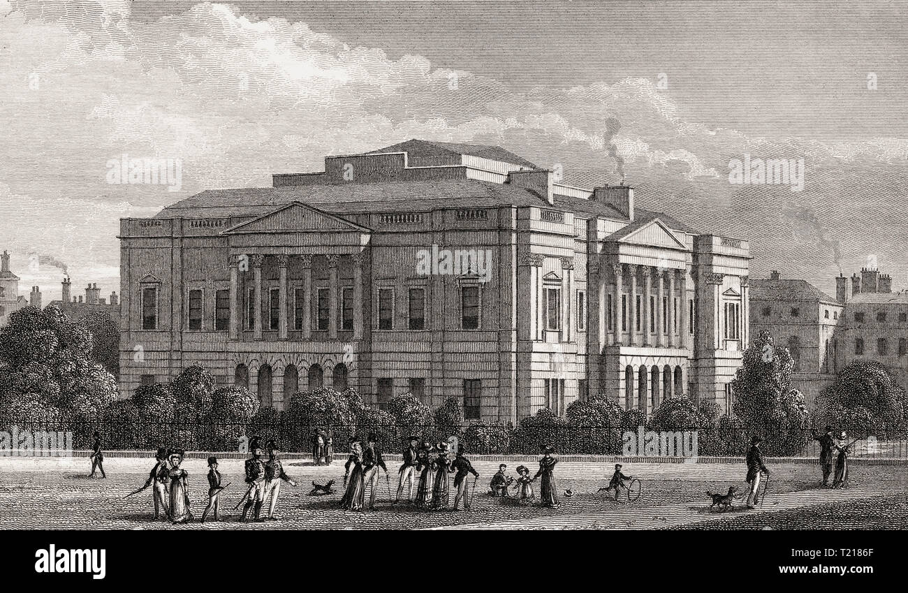 York House, St James's Park, London, UK, illustration by Th. H. Shepherd, 1826 Stock Photo