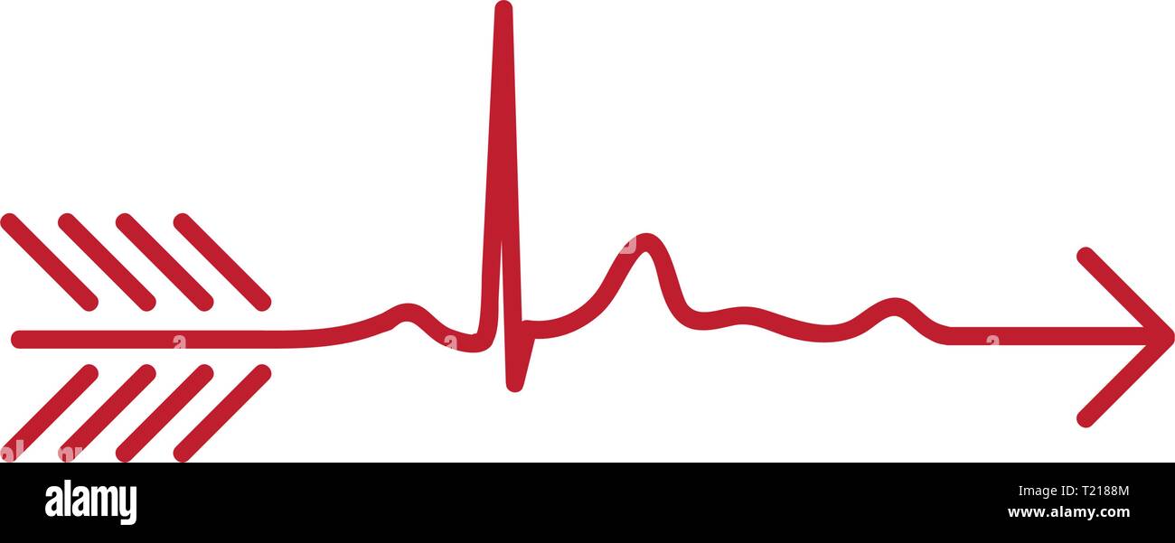 red heart line Stock Vector