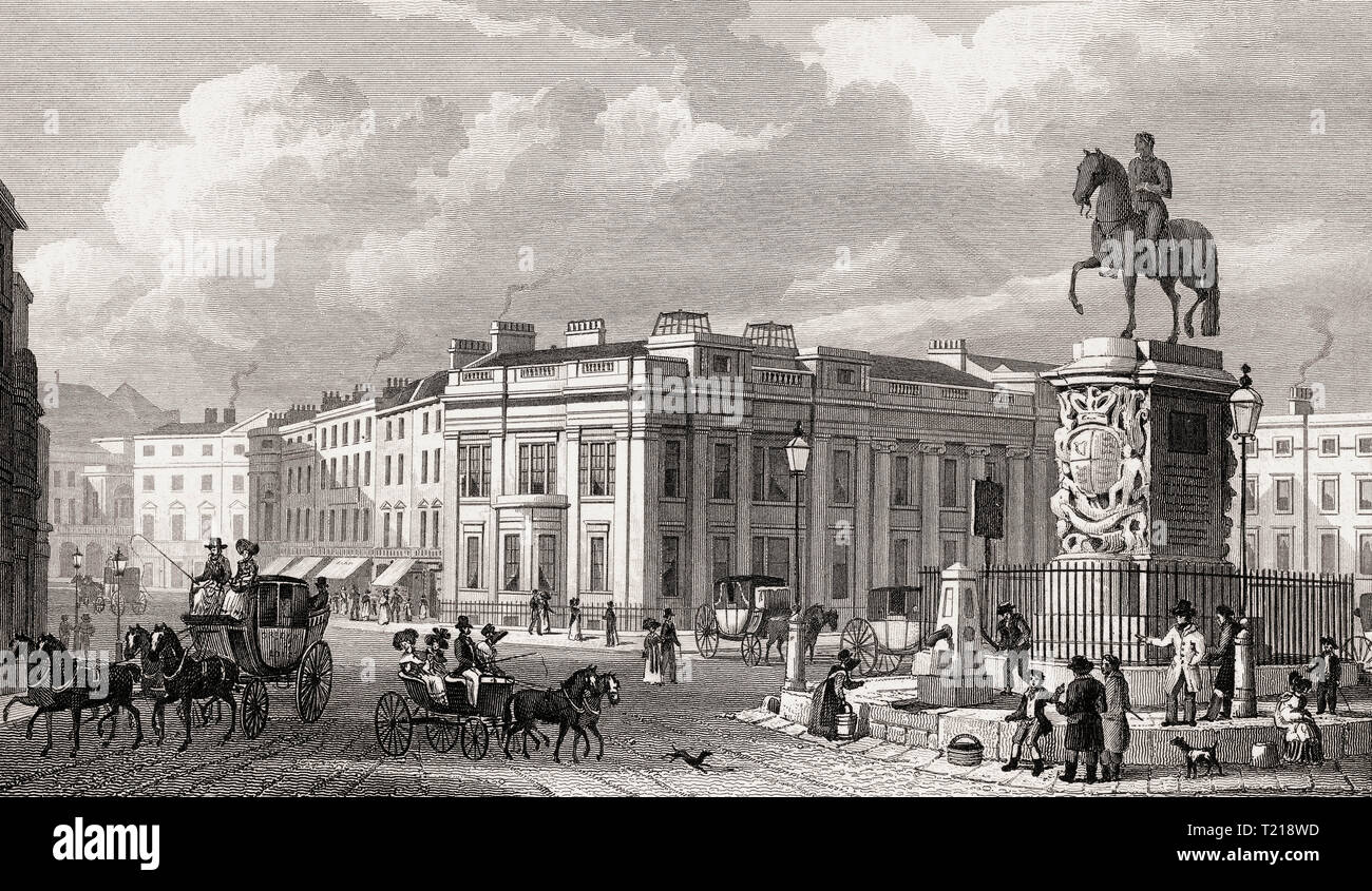 Charing Cross, London, UK, illustration by Th. H. Shepherd, 1826 Stock Photo