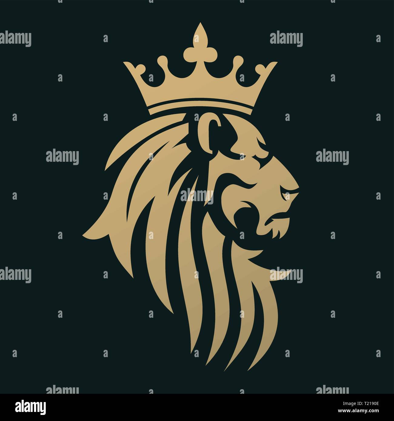 Golden lion head logo sign Royalty Free Vector Image