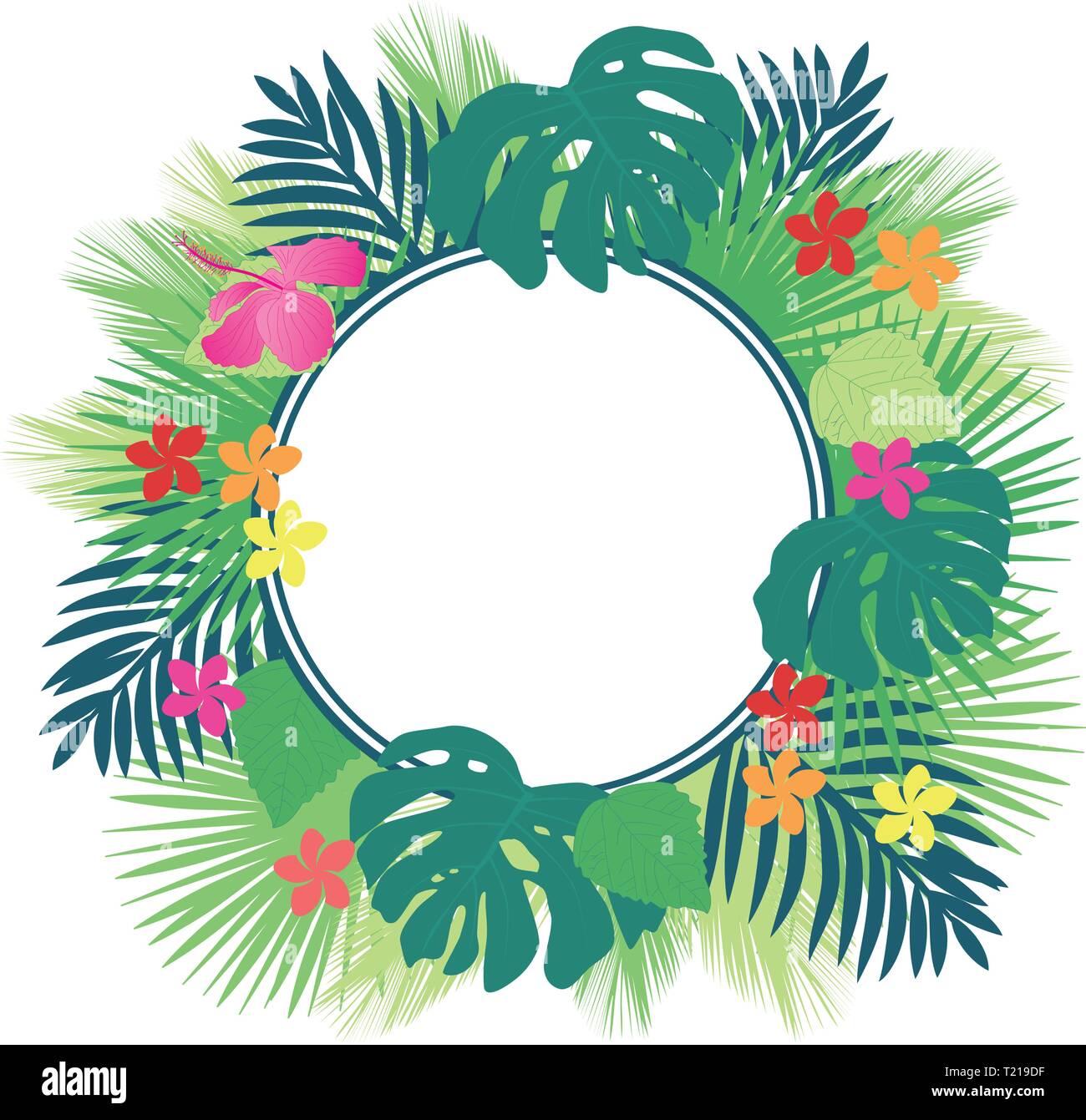pineapple fruit and tropic leaves frame Stock Vector Image & Art - Alamy