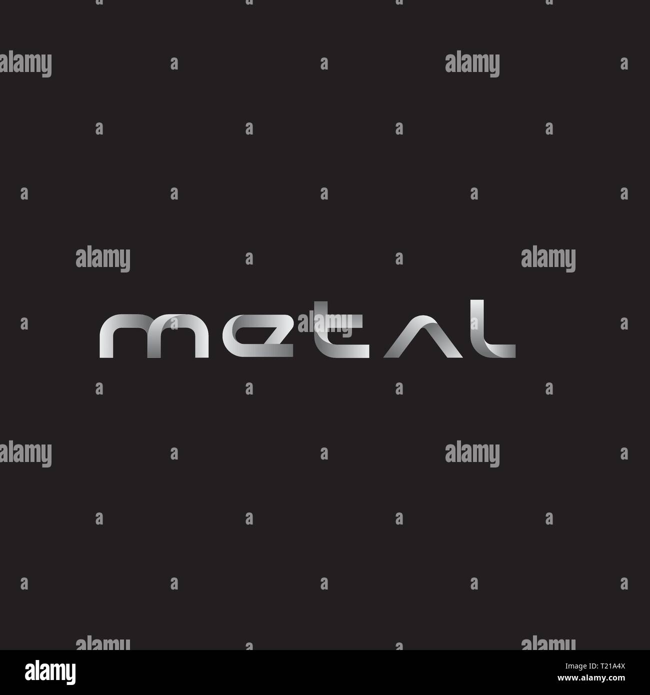 futuristic metallic design, vector word metal Stock Vector