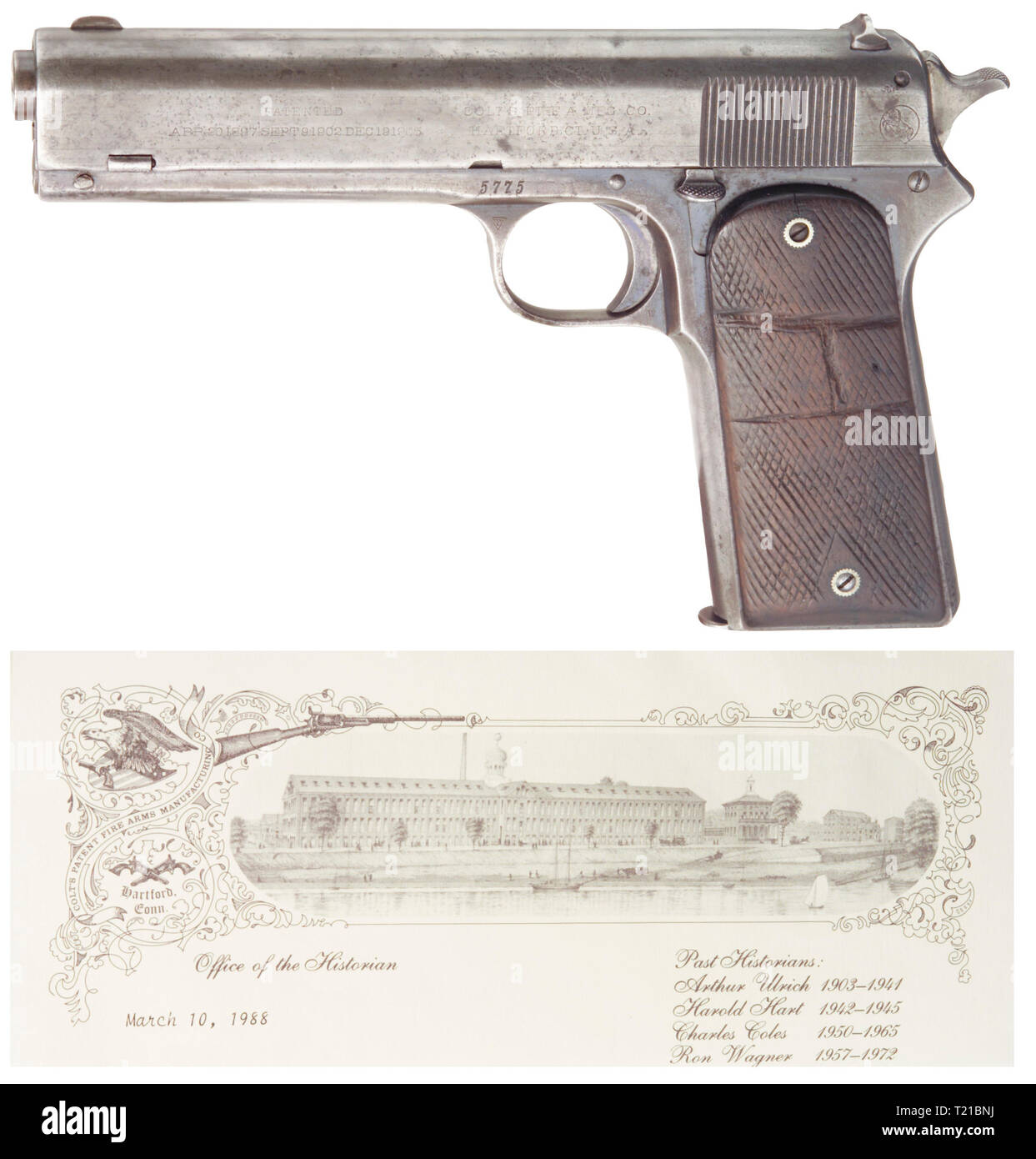 Small arms, pistols, Colt Model 1905, caliber .45, manufactures 1911, Additional-Rights-Clearance-Info-Not-Available Stock Photo